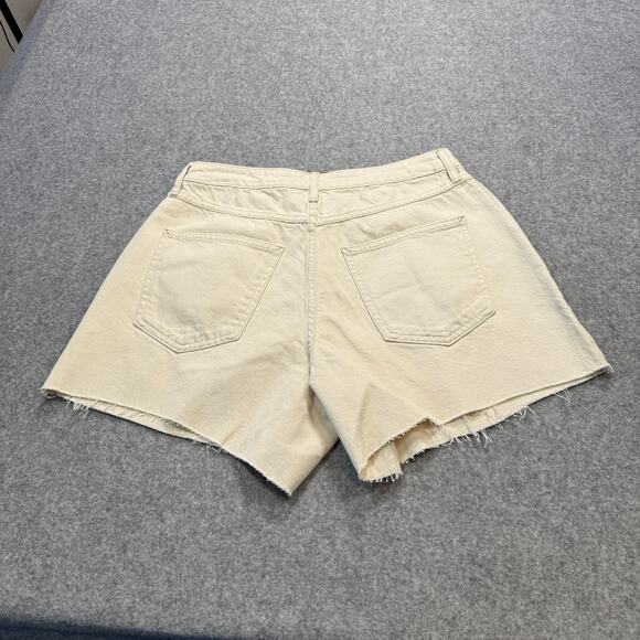 Women's Top Shop Cream Pleated Denim Cut-Off Shorts Size 8‎ NEW - Picture 5 of 6